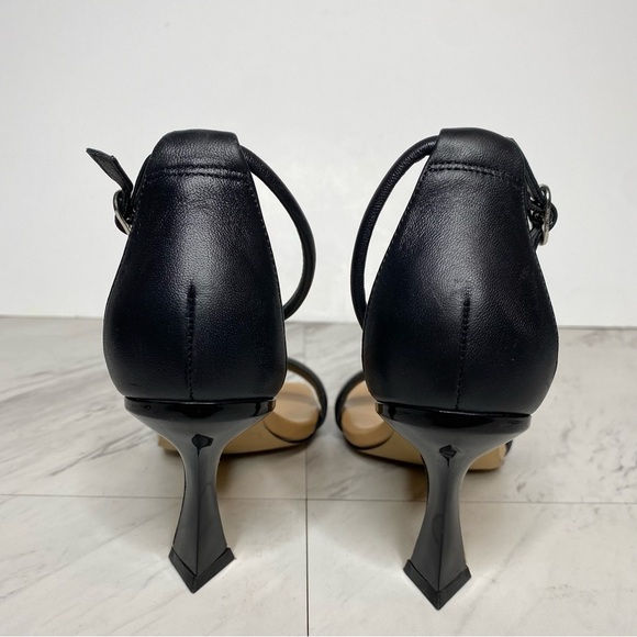 New! Marc Fisher Derine Black Leather Square Toe Heeled Sandal 7 1/2 - Picture 3 of 13